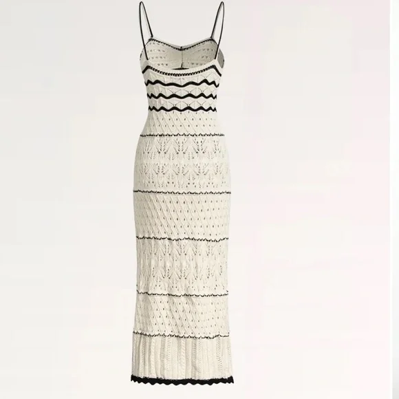 NWT Olive & Oak Ivory and Black Crochet Dress - Picture 2 of 4